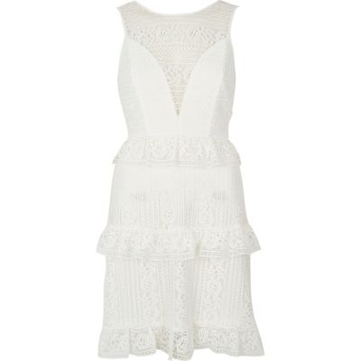 White frilly lace dress